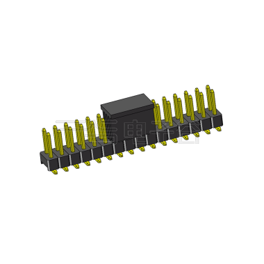 Pitch 2.54mm 180° 双排 SMT+CAP 单塑排针 PA:5.84 PC:7.3 2X16Pin 黑色 镀全金G/F